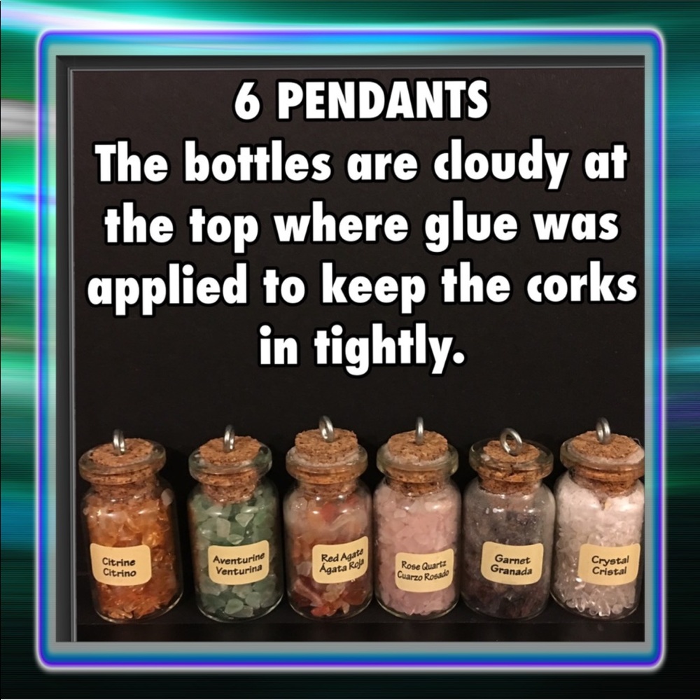 6 Semiprecious Stone Bottle Pendants - Picture 1 of 8